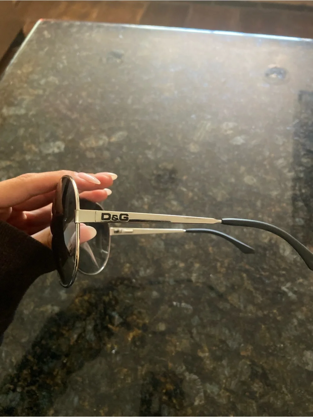 D&G Silver-Rim Shield Sunglasses with Smoke Gradient Lenses